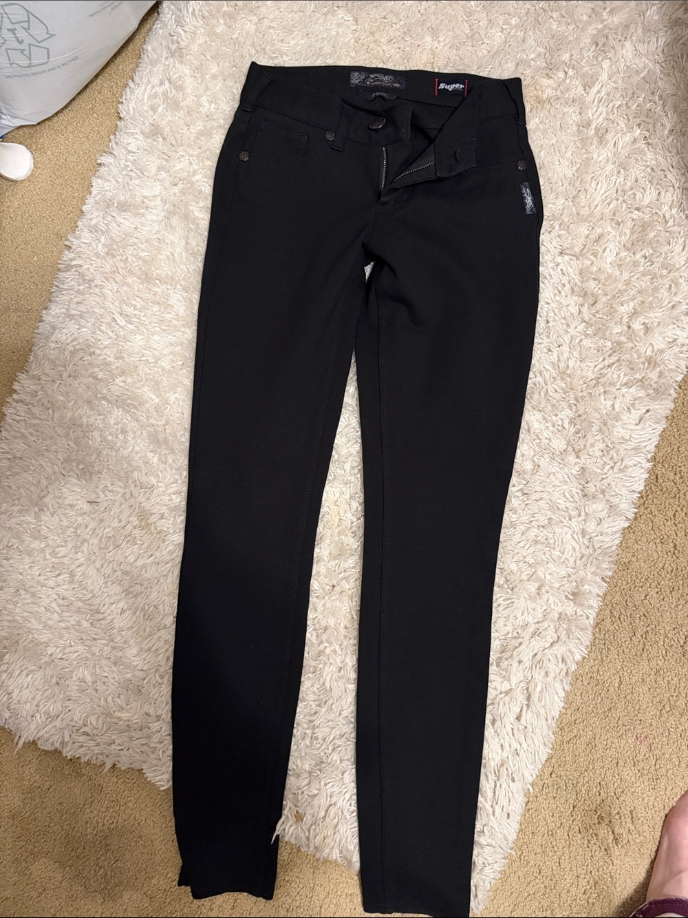 Silver stretch Skinny Jeans in black womens pants